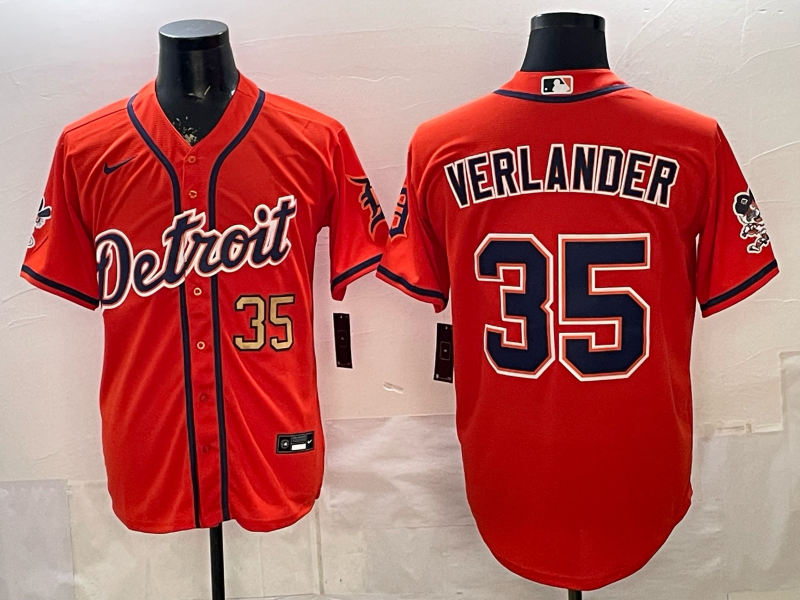 Men Detroit Tigers #35 Verlander orange Game Nike MLB Jersey0321001